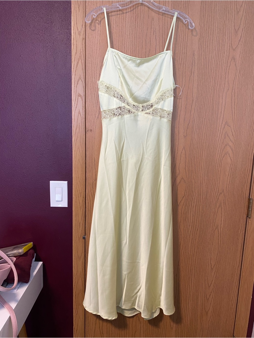 Forever 21 Pale Yellow Lace-Trim Slip Dress